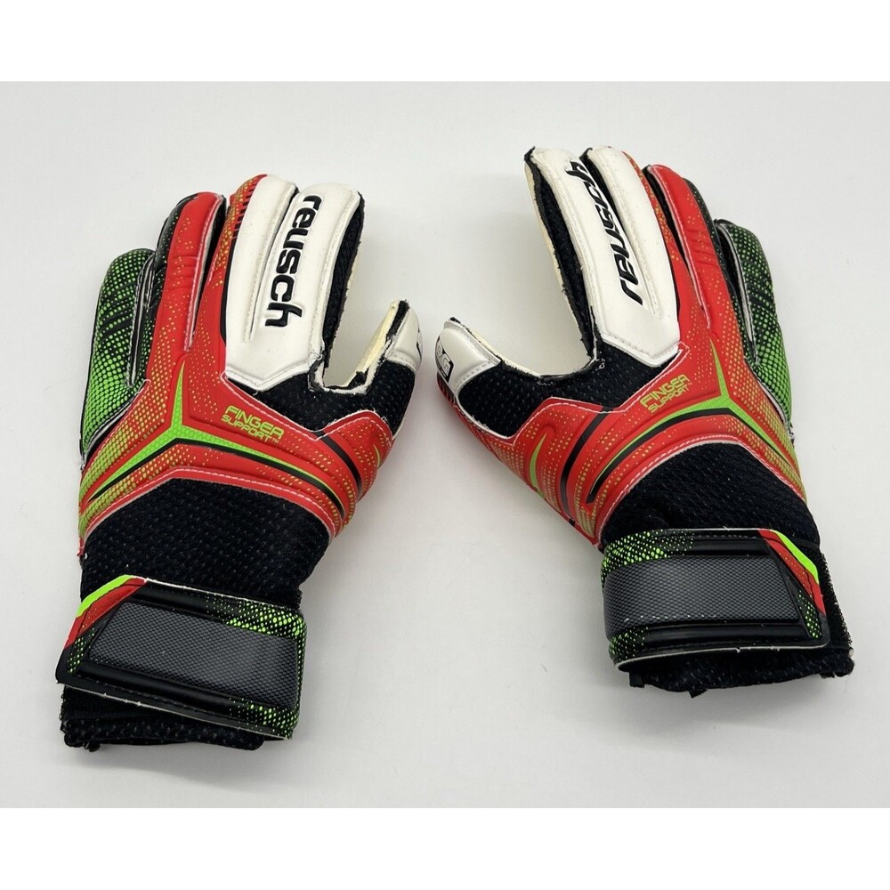 Reusch Finger support Goal kipper Fire Red/Black Gloves Junior Sz  7 - Worn Once